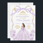 Lilac Lila Bow Princess Gold Crown Quinceañera Einladung<br><div class="desc">EDITABLE Lilac Lila Bow Princess Gold Crown Quinceañera Einladung Elegant Lilac Lila BlumenPrinzessinnen Kostüme Quinceañera Girl Birthday Invite Gold Crown Mis Quince Anos,  15. Geburtstagsparty</div>