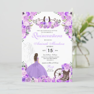 Lilac Lila Charra Floral Boots Quinceañera Einladung