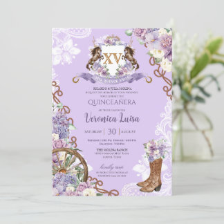 Lilac Lila Classy Western Charro Quinceanera Einladung
