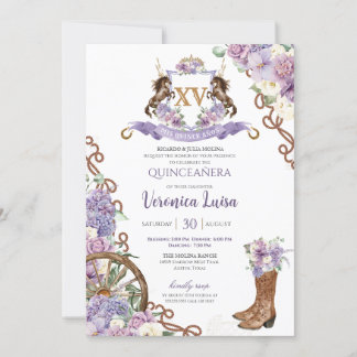 Lilac Lila Classy Western Charro Quinceanera Einladung