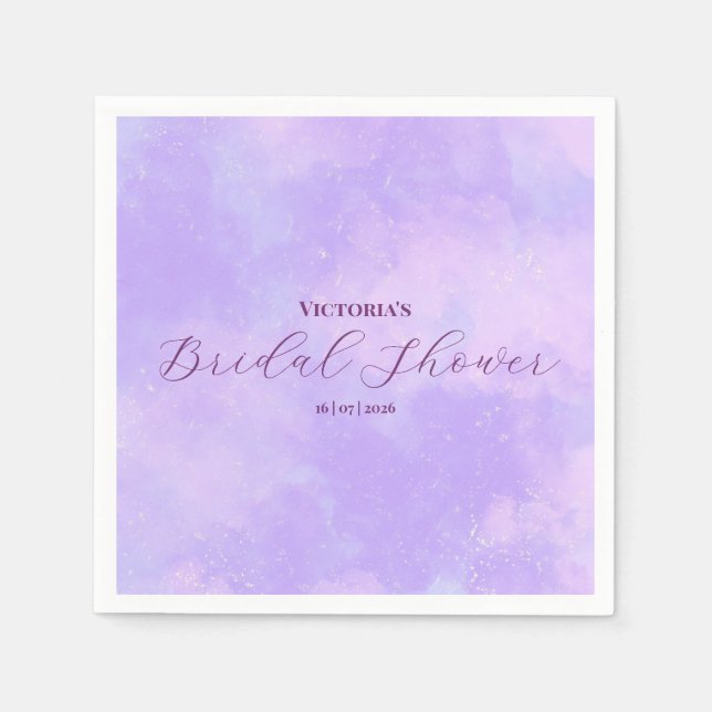 Lilac Lila Dreamy Clouds Brautparty Serviette (Vorderseite)