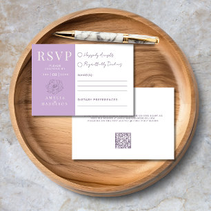 Lilac Lila Floral Elegante Hochzeit RSVP Karte