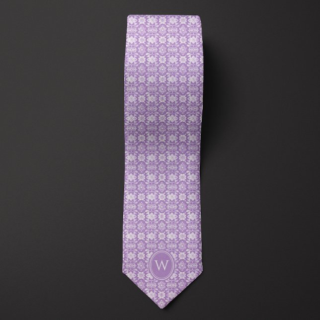 Lilac Lila Floral Inspiriert Monogramm Krawatte (Von Creator hochgeladen)