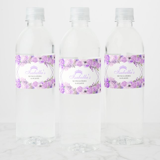 Lilac Lila Floral Quinceanera Wasserflasche (Flaschen)