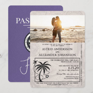Lilac Lila Florida Passport Hochzeit Einladung