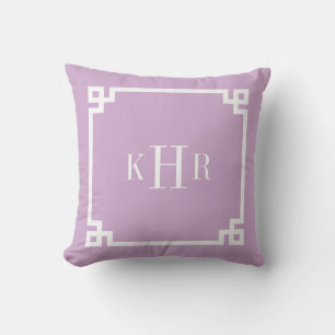Lilac Lila griechische Tastengrenze Kissen