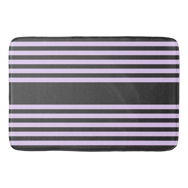Lilac-lila-Holzkohle-Fünf-Streifen Badematte (Vorderseite)
