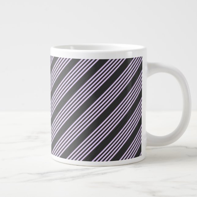 Lilac-lila-Holzkohle-Fünf-Streifen Jumbo-Tasse (Rechts)