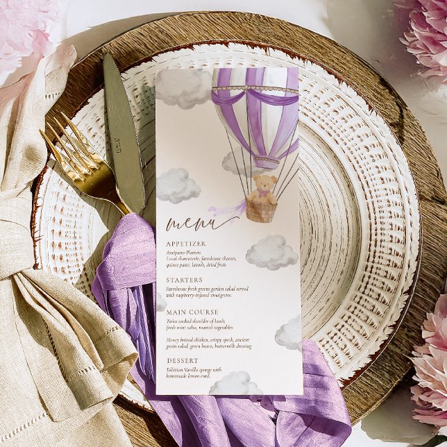Lilac Lila können wir frühes Abwarten Baby Dusche  Menükarte (Von Creator hochgeladen)