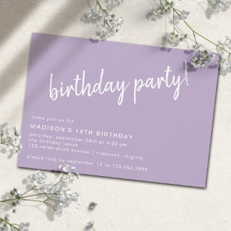 Lilac Lila Lavender | Einfach jedes Alter Geburtst Einladung