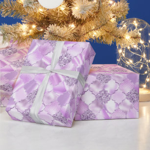 Lilac Lila marokkanisches Quatrefolienmuster Geschenkpapier