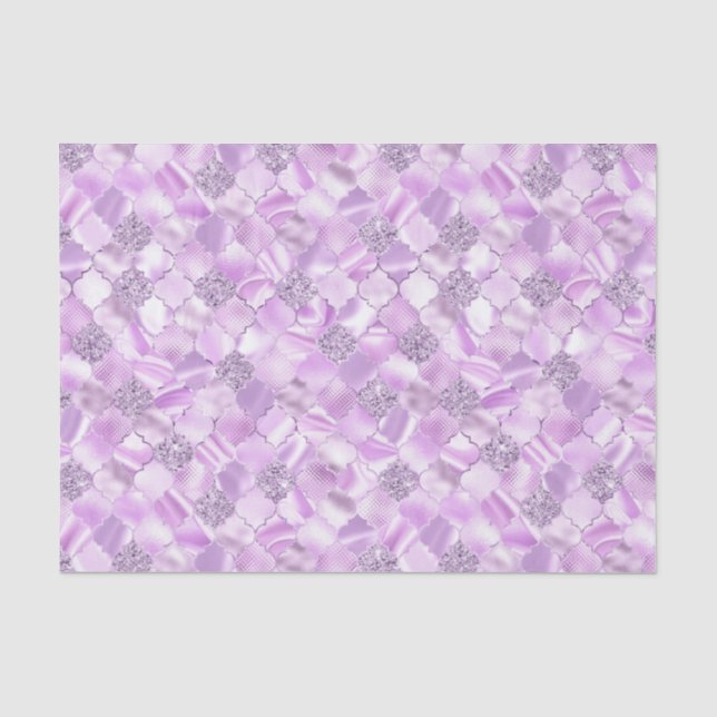 Lilac Lila marokkanisches Quatrefolienmuster Seidenpapier (Vorderseite)