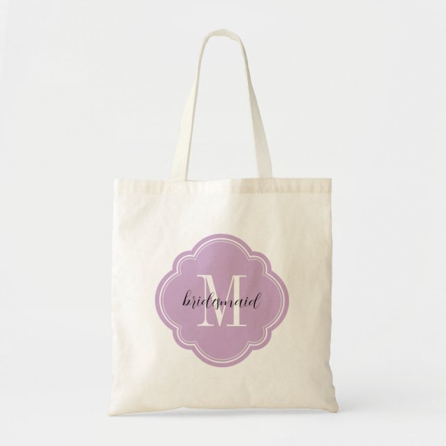 Lilac Lila Monogram Bridesmaid Totbeutel Tragetasche (Vorne)