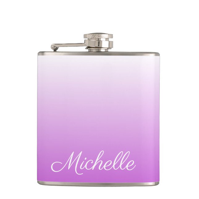 Lilac lila ombre personalisiert name flachmann (Vorderseite)