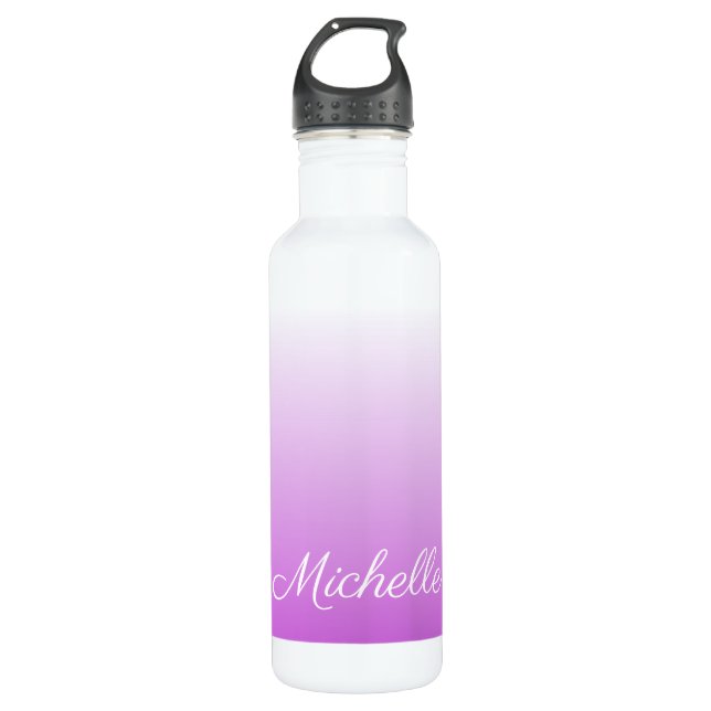 Lilac lila ombre personalisiert name trinkflasche (Vorderseite)