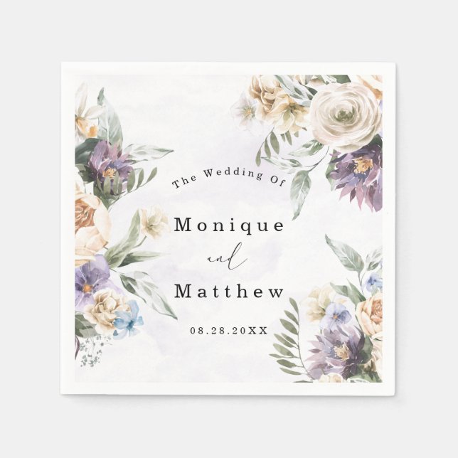 Lilac Lila Peony Wildblumen Bouquet Wedding Serviette (Vorderseite)