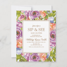 Lilac Lila Pink Floral Sip Babydusche Einladung