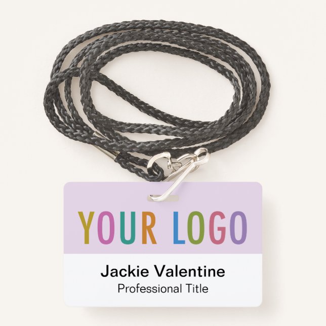 Lilac Lila PVC Name Abzeichen Lanyard Clip oder Re Ausweis (Vorderseite mit Schlüsselband)