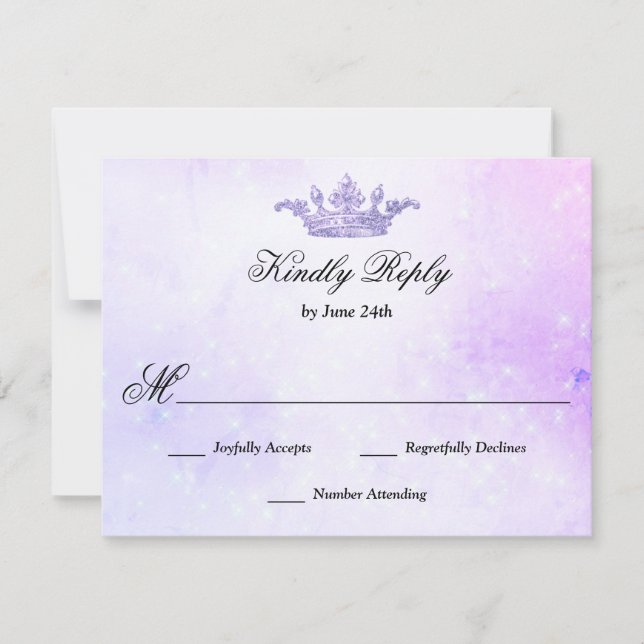 Lilac Lila Quinceanera RSVP Karte (Vorderseite)