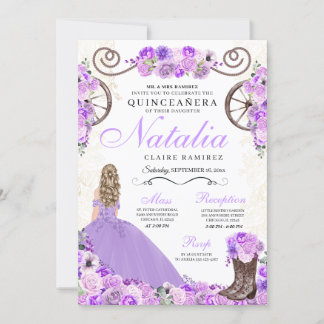 Lilac Lila Ranchero Princess Dress Quinceanera Einladung