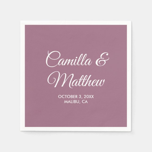 Lilac Lila Romantische Personalisierte Hochzeit Serviette (Vorderseite)