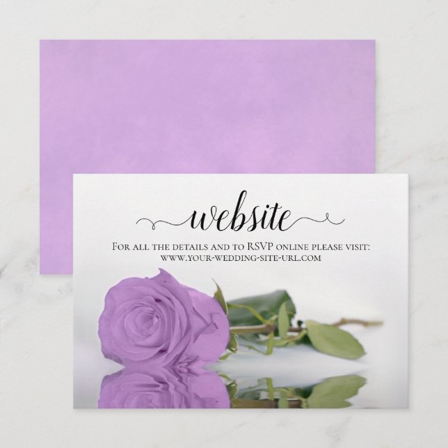 Lilac Lila Rose Elegant Wedding Website Begleitkarte (Vorne/Hinten)