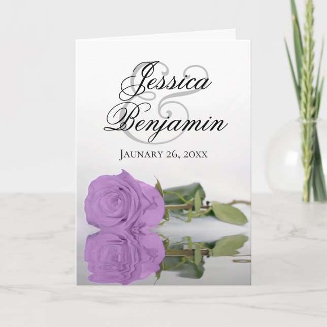 Lilac Lila Rose Elegantes romantisches Foto Hochze Einladung (Vorderseite)