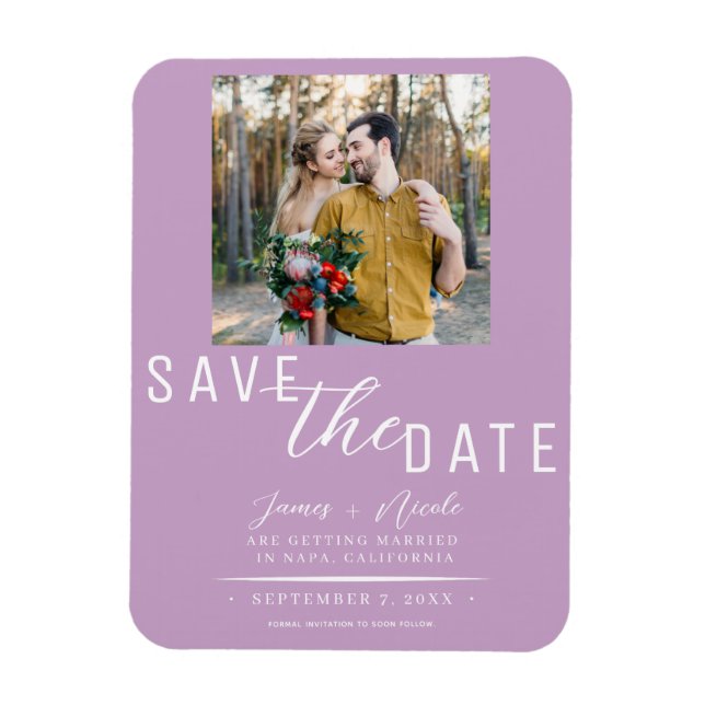 Lilac Lila Save the Date Foto Wedding Magnet (Vertikal)