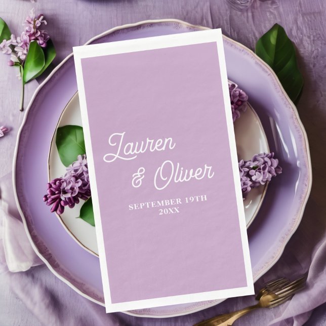 Lilac Lila Script Minimalistisch Wedding Serviette (Von Creator hochgeladen)