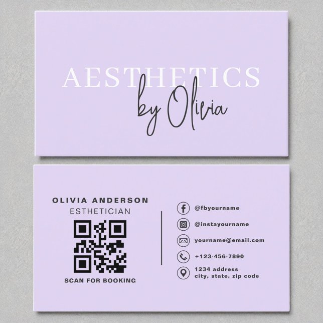 Lilac Lila Skincare Esthetician QR Code Visitenkarte (Von Creator hochgeladen)