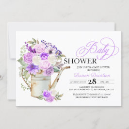 Lilac Lila Spring Potted Blume Babydusche Einladung