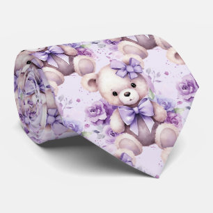 Lilac Lila Teddy Bear Neck Tie Krawatte