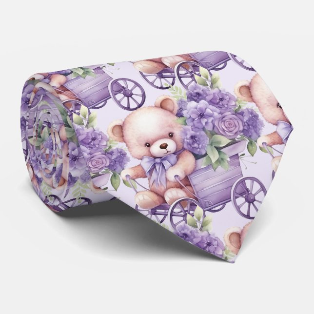 Lilac Lila Teddy Bear Neck Tie Krawatte (Gerollt)