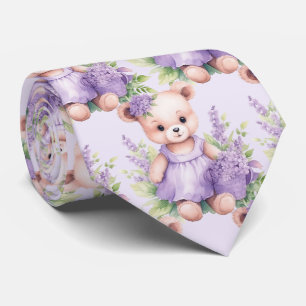 Lilac Lila Teddy Bear Neck Tie Krawatte
