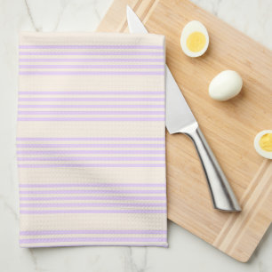 Lilac lila und beige fünf Streifen Geschirrtuch