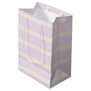 Lilac lila und beige fünf Streifen Mittlere Geschenktüte