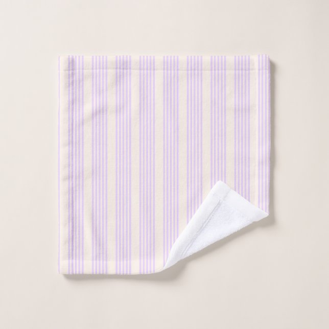 Lilac lila und beige fünf Streifen Waschlappen (Waschlappen)