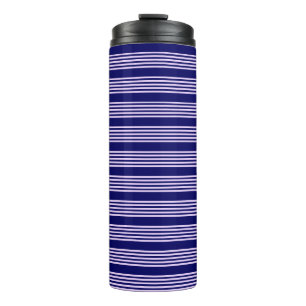 Lilac lila und blau fünf Streifen Muster Thermosbecher