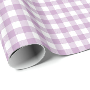 Lilac Lila und White Pastel Gingham Geschenkpapier