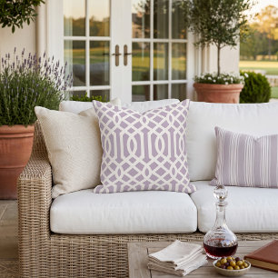 Lilac Lila und White Trellis Muster Kissen