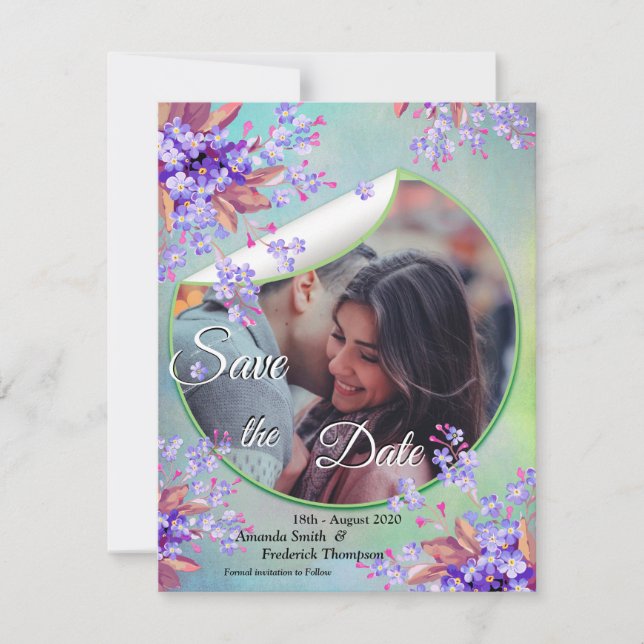Lilac Lila Vergessen-ich-nicht Save the Date (Vorderseite)