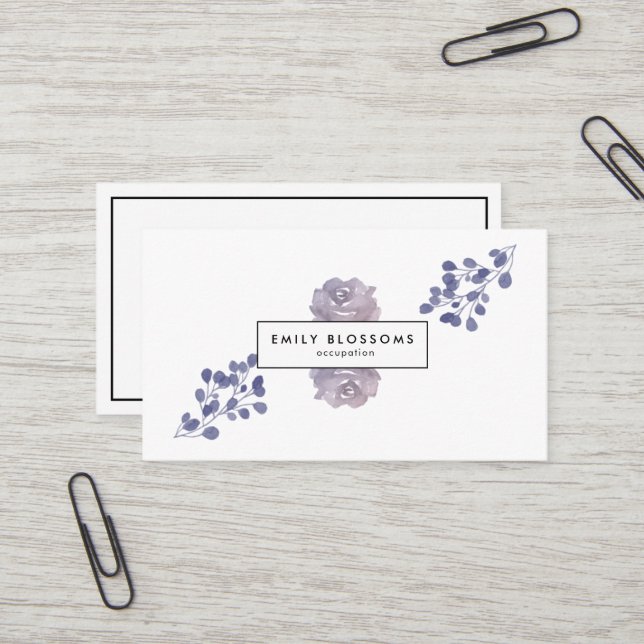 Lilac Lila Watercolor Blume Loyalität Visitenkarte (Vorderseite/Rückseite Beispiel)