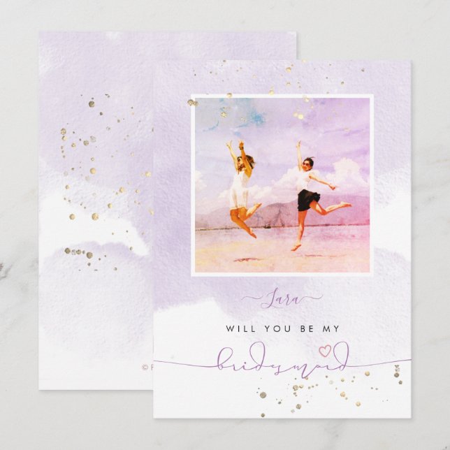 Lilac Lila Watercolor wird Sie überzeugen Einladung (Vorne/Hinten)