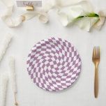 Lilac Lila Wedding Collection Karo überprüft Pappteller<br><div class="desc">Moderne böhmische Lilac Lila Farbe Thema Braut-Party Produkte. Evergreen Retro trendige Karos Design, verschleierte Schachbrettmuster Teller in schönen eleganten und schicken Lilac Lila-weiß Farbe.</div>