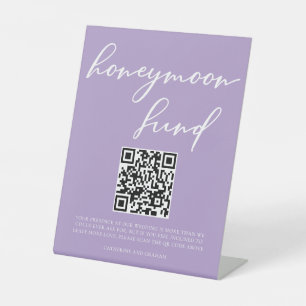 Lilac Lila Wedding Honeymoon Fund QR Code Sockelschild