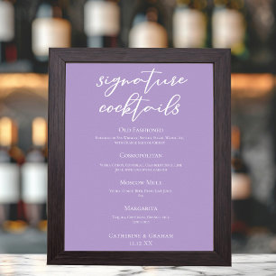 Lilac Lila Wedding Signature Cocktails Menü Poster