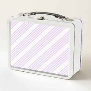 Lilac-lila-weiß-Streifen Metall Brotdose