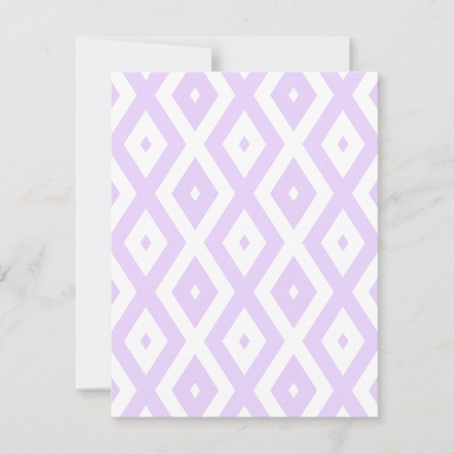 Lilac-lila-weißes Diamantmuster RSVP Karte (Vorderseite)