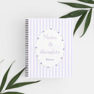 Lilac Lila White Coquette Ästhetik Monogramm Notizbuch
