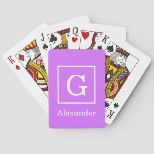 Lilac Lila White Gerahmt Initial Monogram Spielkarten